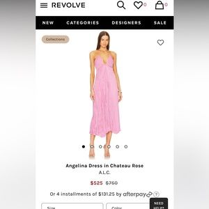 A.L.C. Angelina Dress Chateau Rose Pleated Maxi Dress Pink